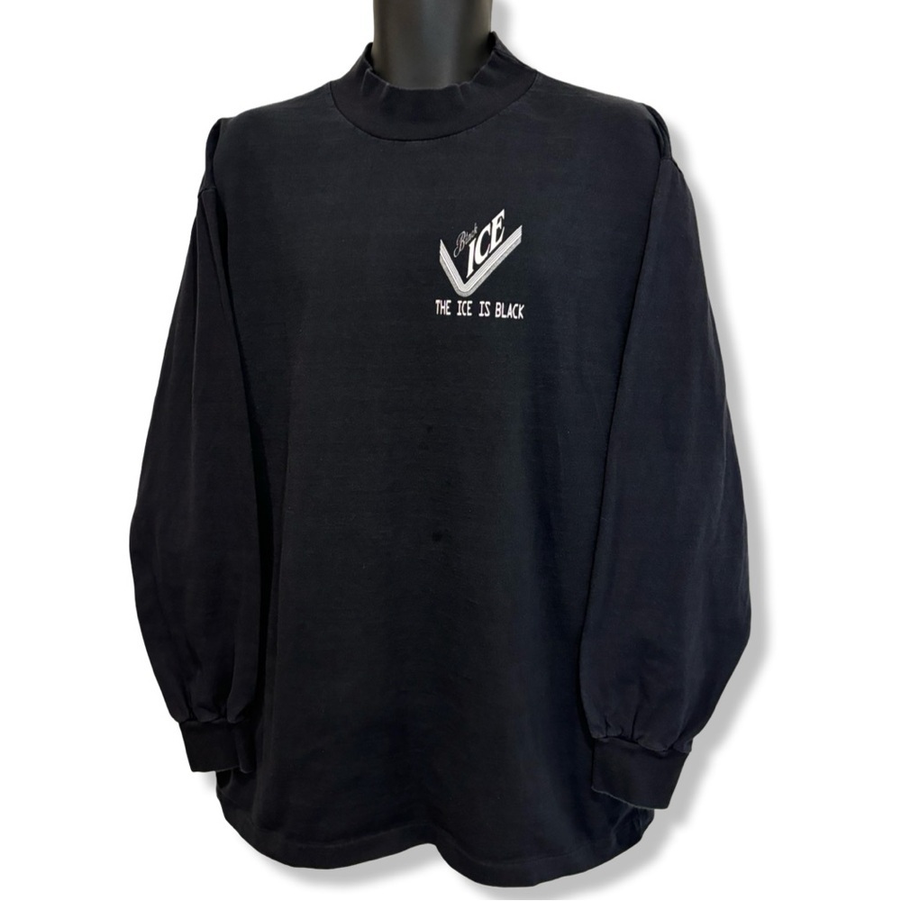 Vintage 90s Black Ice Beer Mock Neck Longsleeve Shirt
